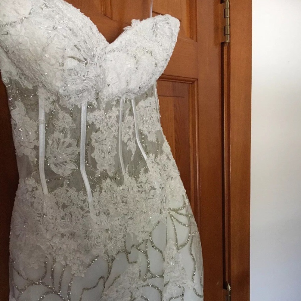 Jovani Strapless White Cocktail Prom Dress Sz 2